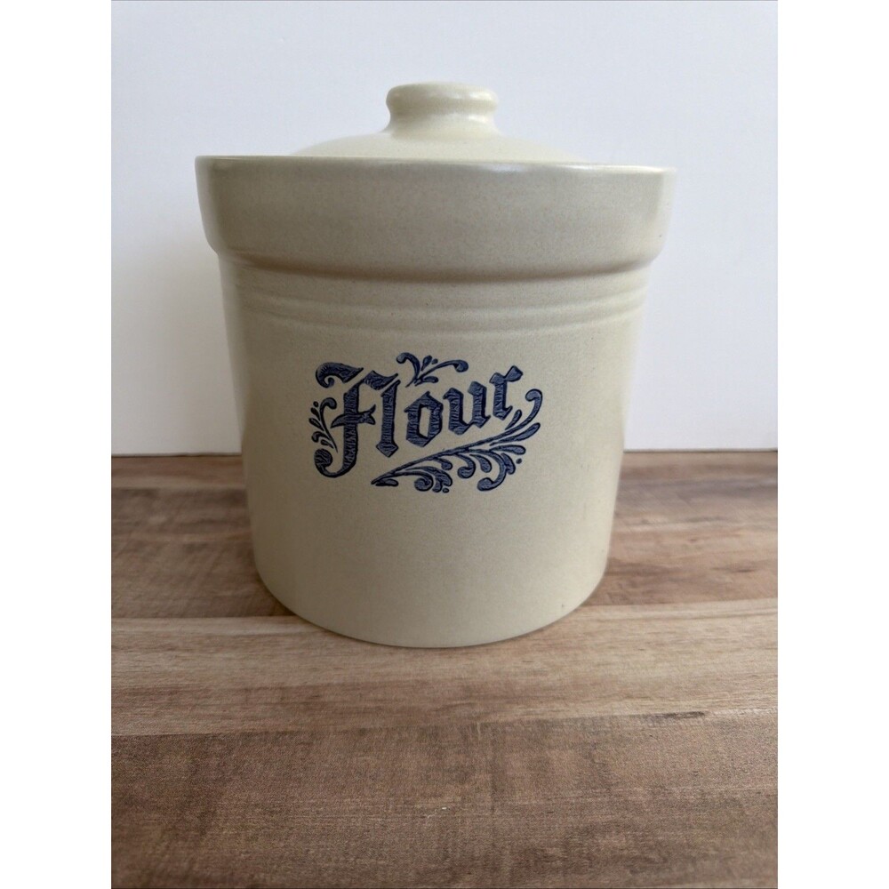 Pfaltzgraff YORKTOWNE Blue Flour Canister Vintage 3.5qt With Lid USA
